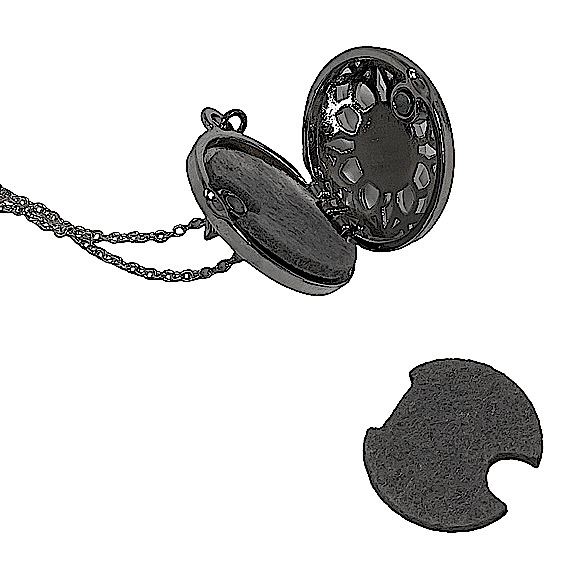 Sunflower essential oil “locket” diffuser necklace & rhinestones on silver chain - Picture 11 of 15